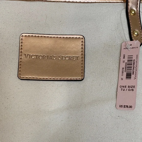 Victoria's Secret Cream and Rose Gold Tote Bag - Picture 2 of 3